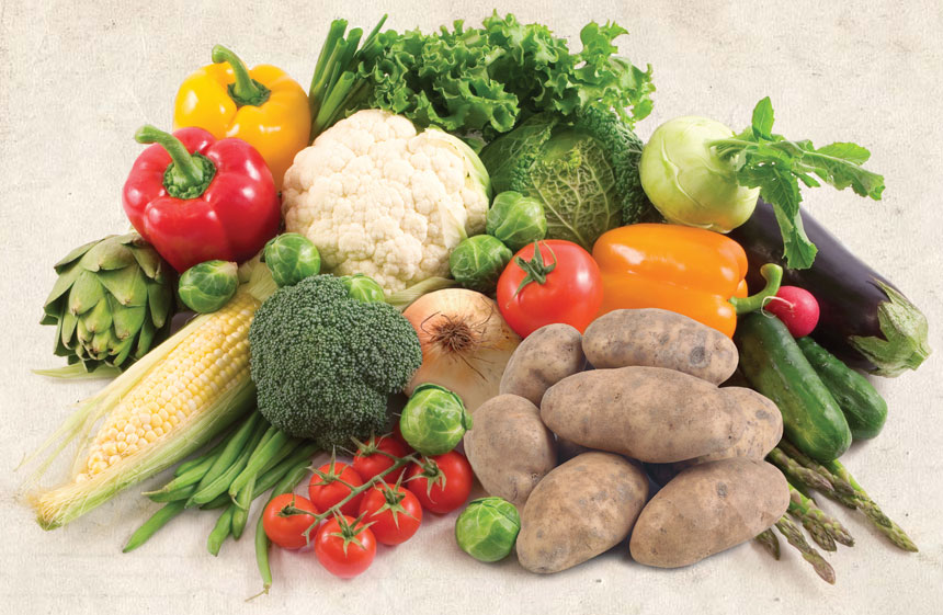 organic produce in a pile